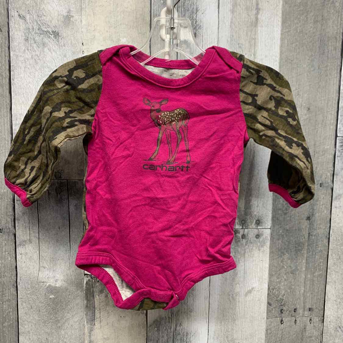 Size 6 Months Pink/Brown Carhartt Bodysuit