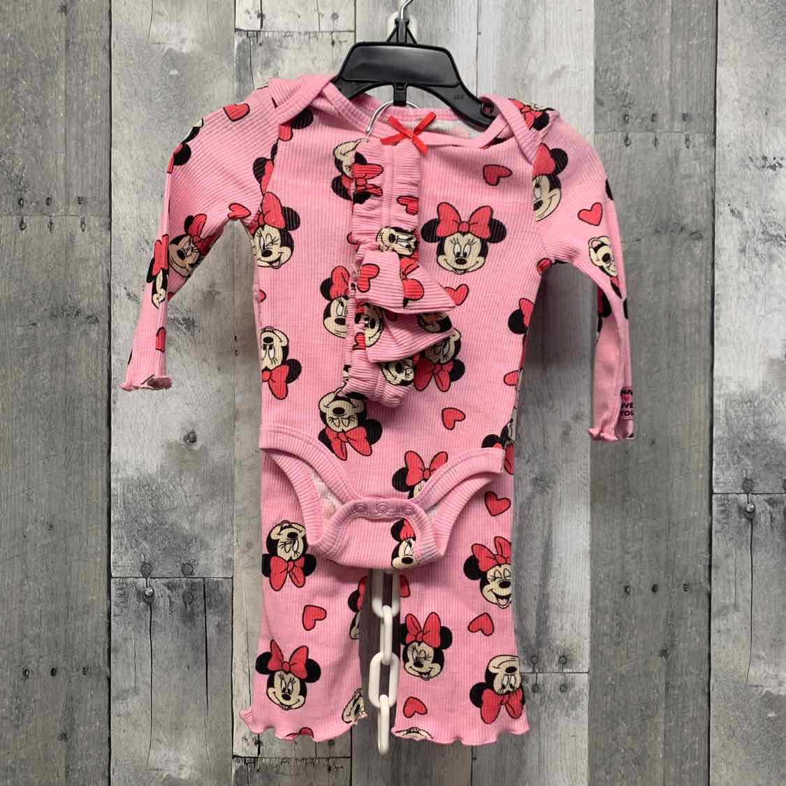 Size 0-3 Months Pink Print Disney Shirt/Leggings