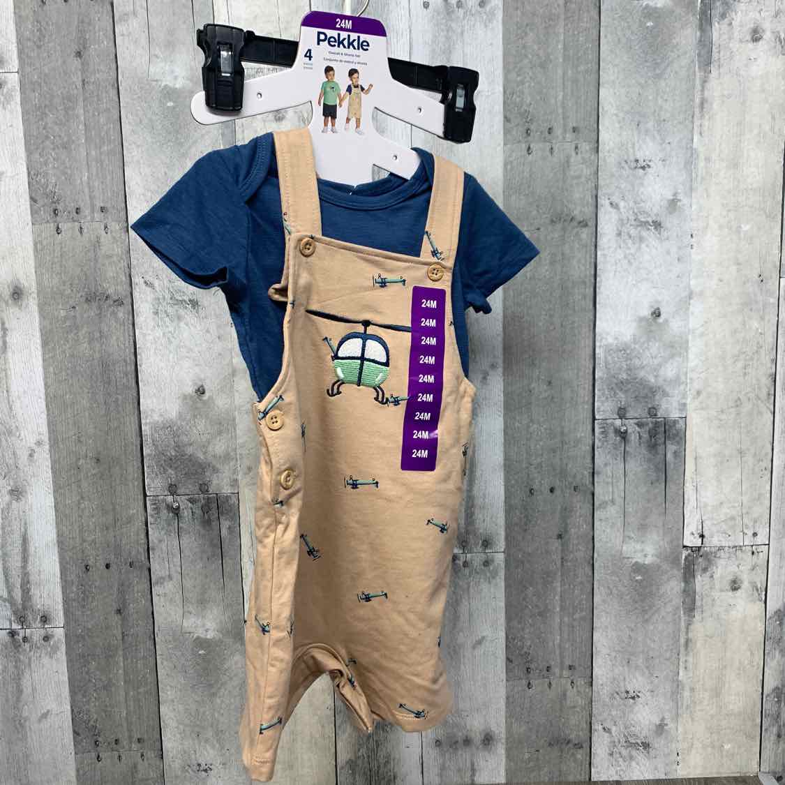 Size 24 Months Navy/Tan Mid Brand Shirt/Shorts