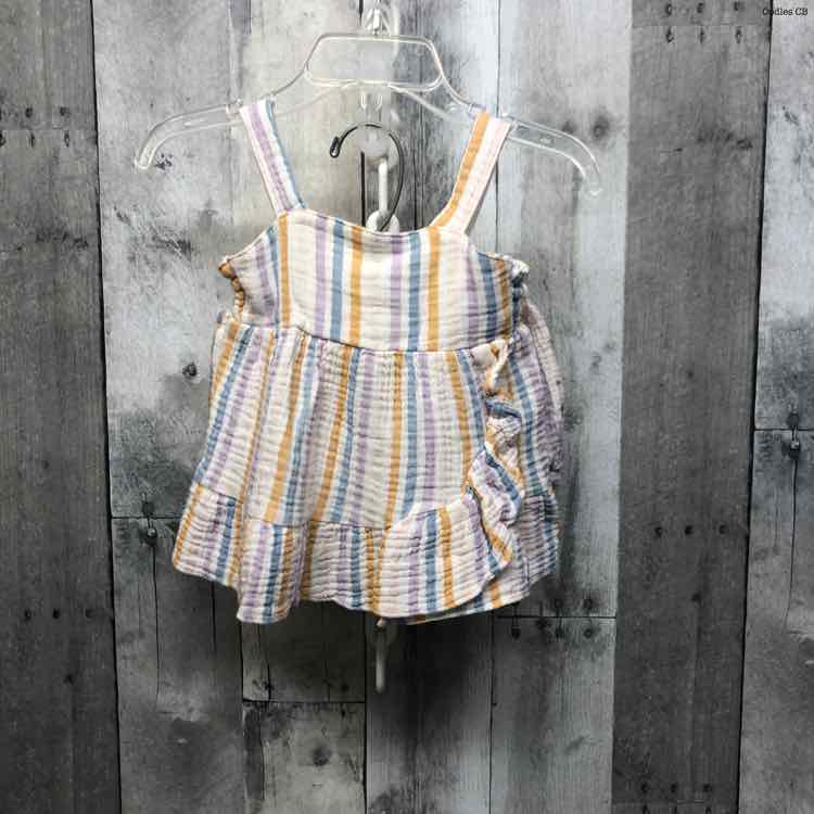 Size 12 Months White Striped 7 for all Mankind Shirt/Shorts