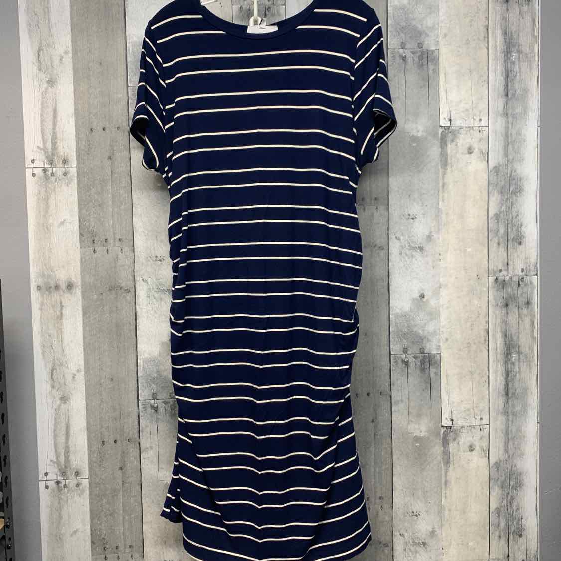 Size XL Navy/White Motherhood Dress - Short Sleeve