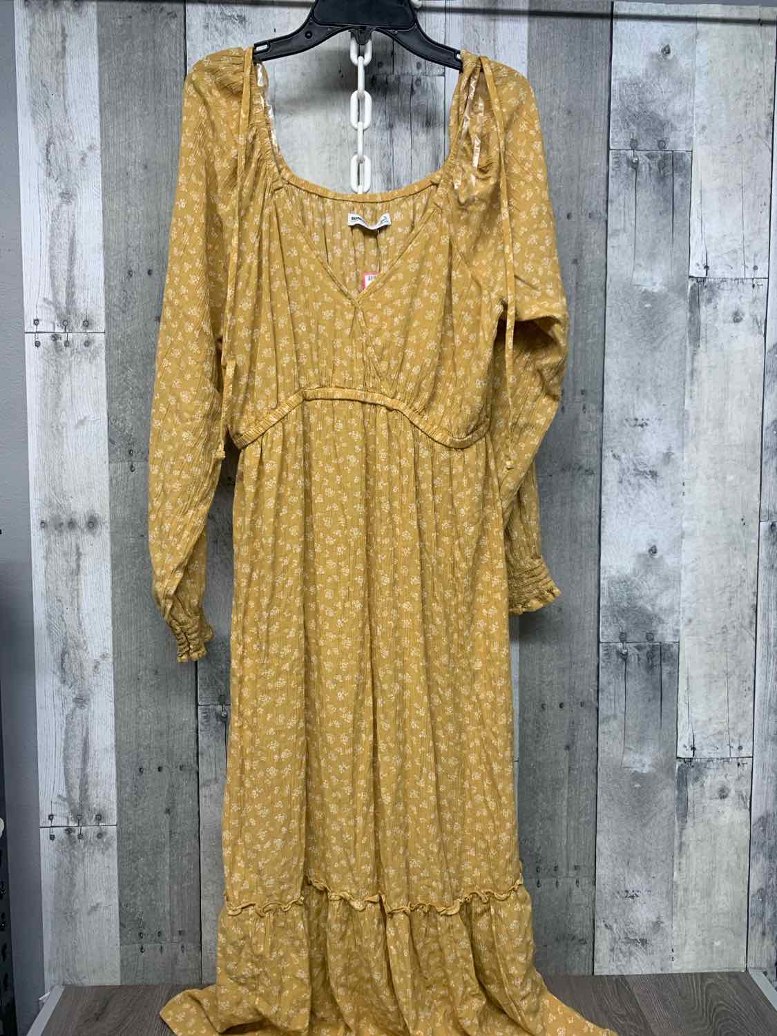 Size S Yellow Floral Print Sonoma Dress - Long Sleeve
