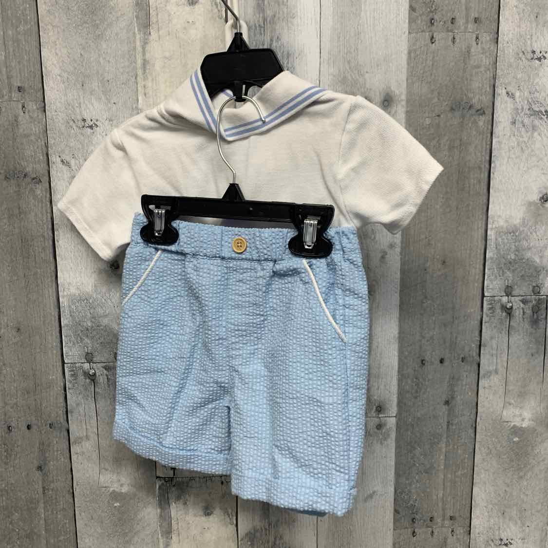 Size 24 Months White/Blue Little Lad Shirt/Shorts