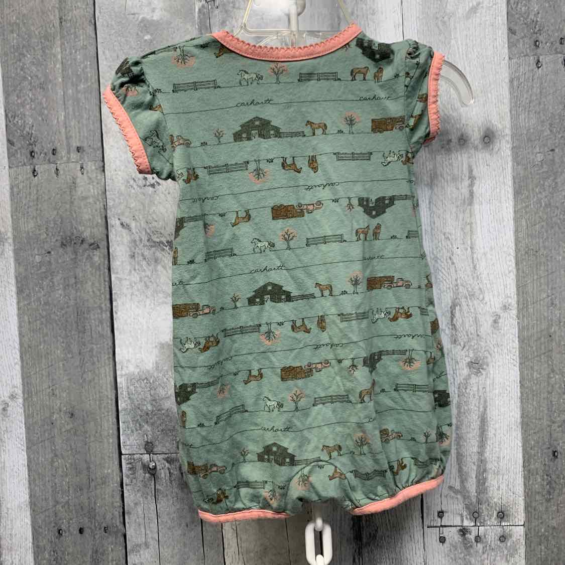 Size 9 Months Green/Pink Carhartt Romper