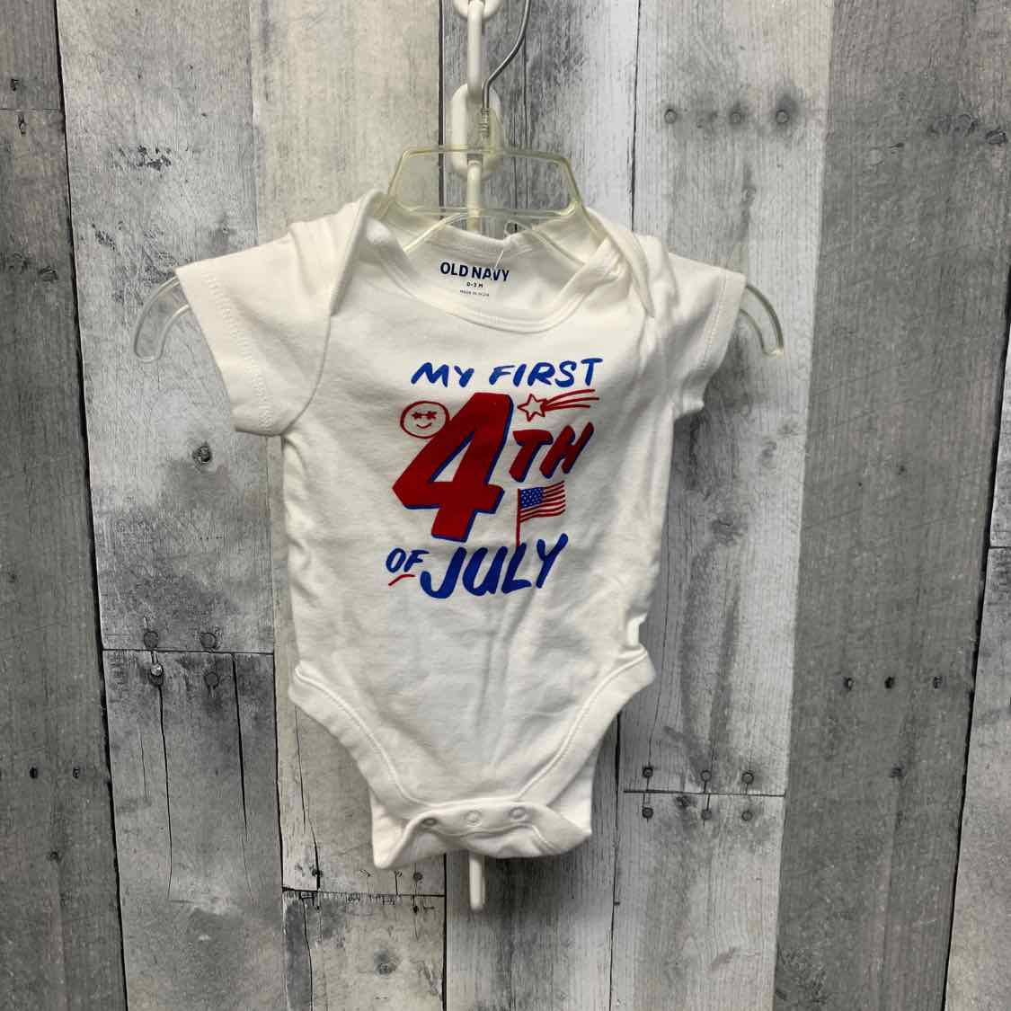 Size 0-3 Months White/Red Old Navy Bodysuit