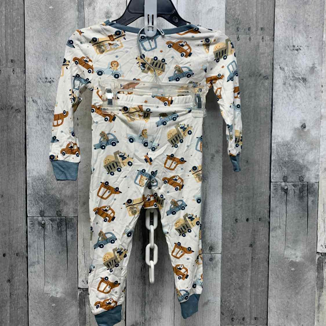 Size 12 Months White Print Bamboo 2pc PJs