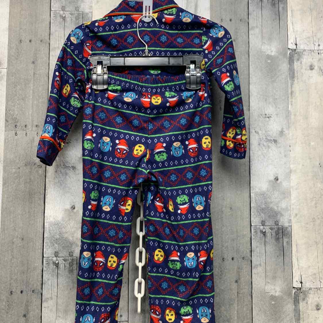 Size 4T Navy Print Marvel 2pc PJs