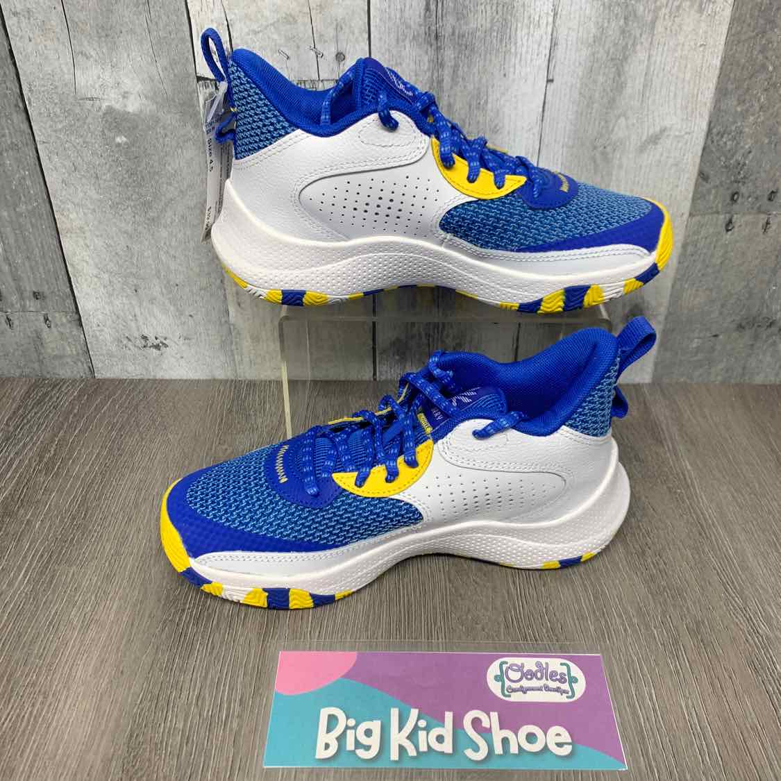 Size 4.5 Blue/Yellow Sport Brand Sneakers