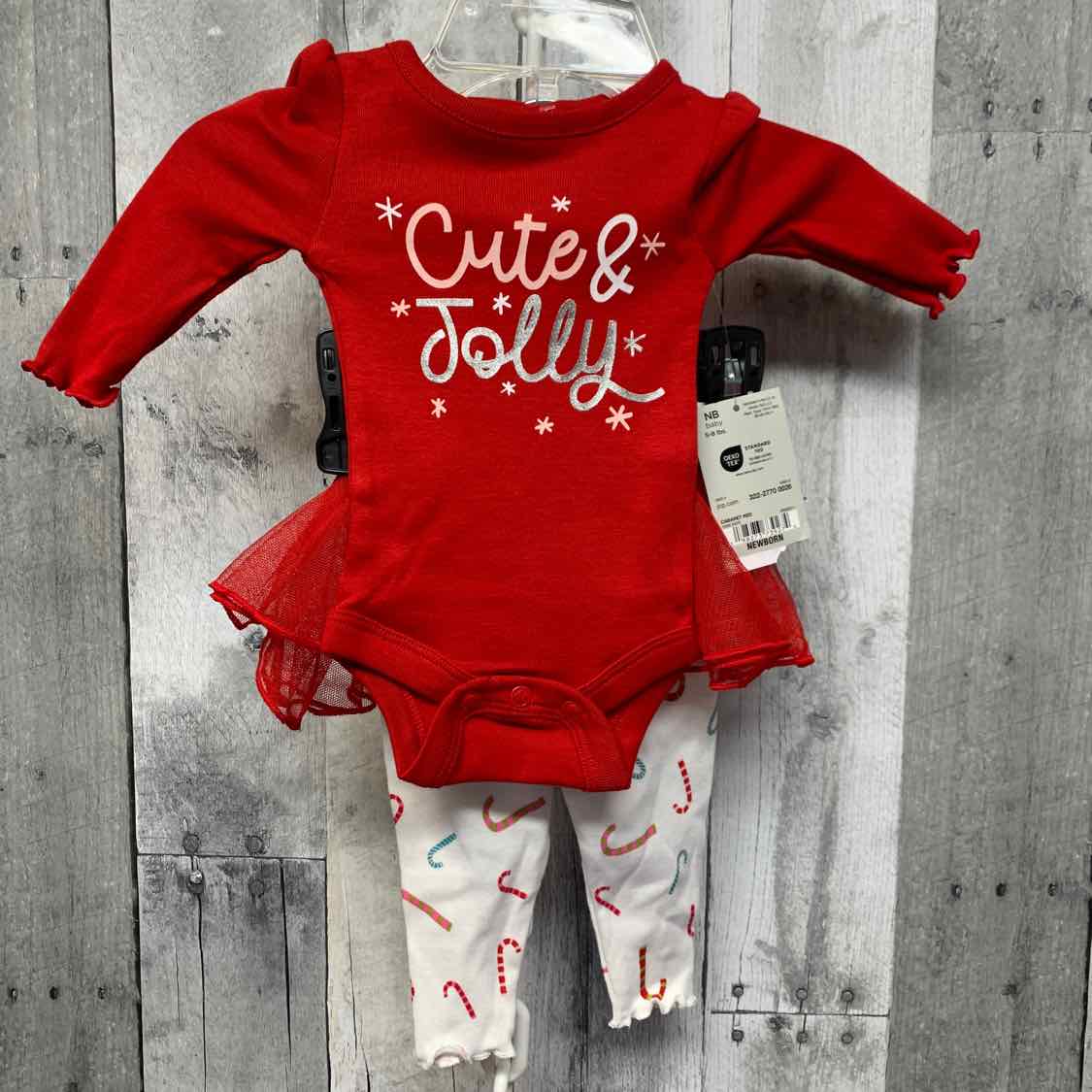 Size Newborn Red/White Okie Dokie Shirt/Leggings