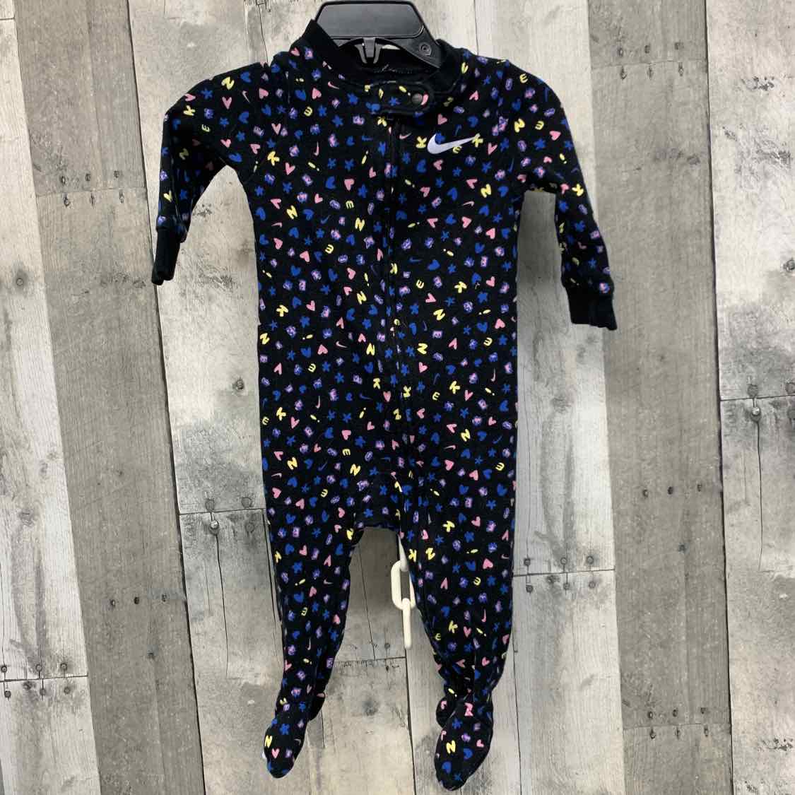 Size 9 Months Black Print Sport Brand Footy PJs - OodlesCB