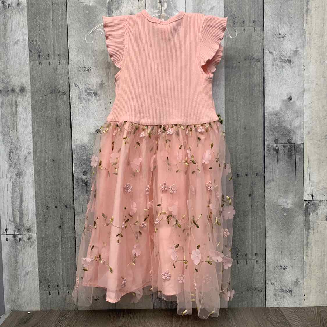 Size 6/7 Pink Floral Print Mid Brand Dress