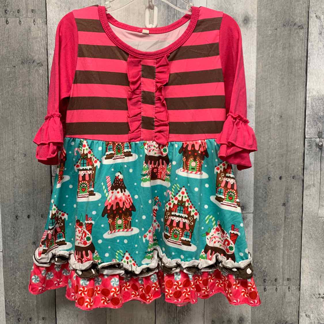Size 3T Pink/Brown Mid Brand LS Dress