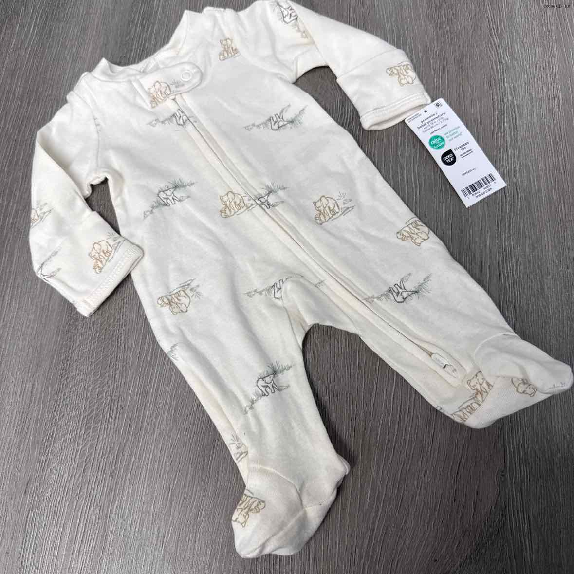 Size Preemie White Print Carter's Footy PJs