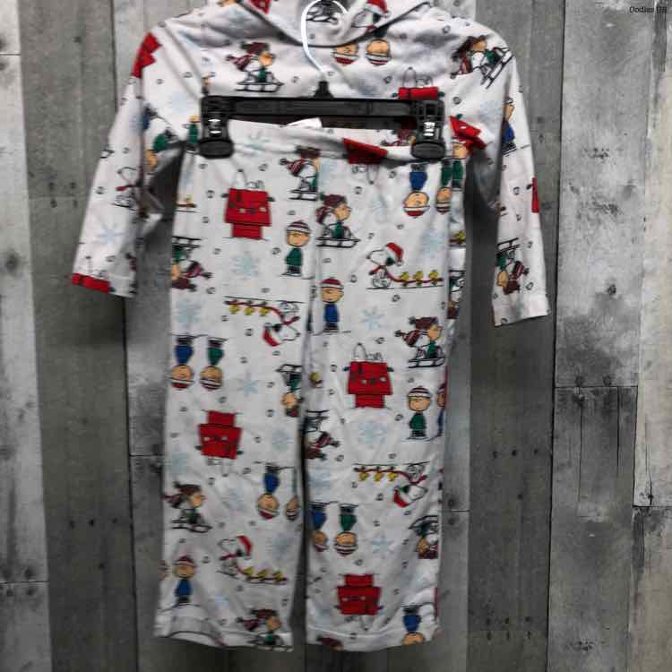 Size 4 White Print Peanuts 2pc PJs