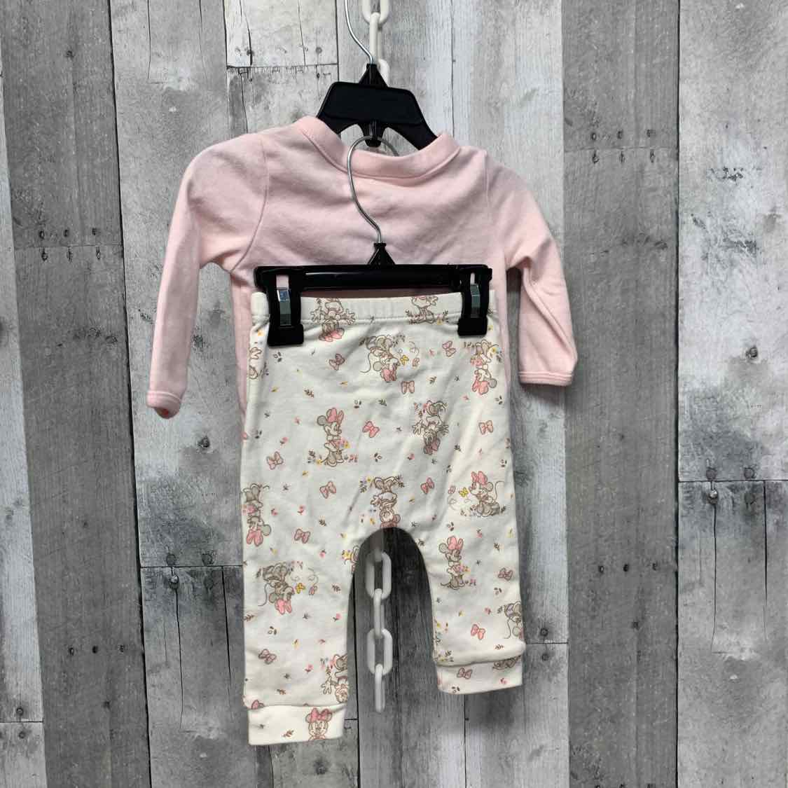 Size 3-6 Months Pink/White Disney Shirt/Pants