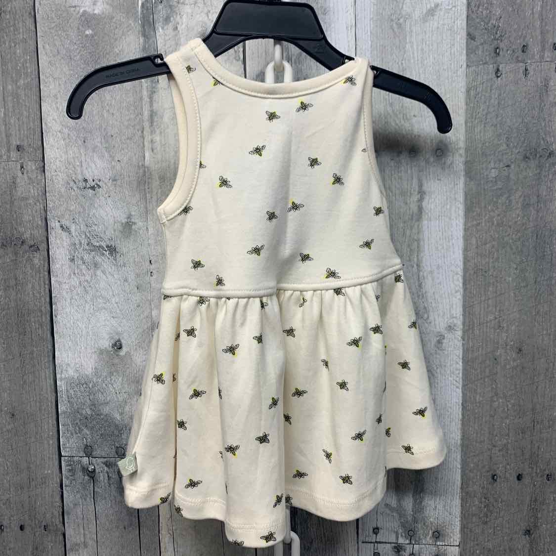 Size 0-3 Months White Print Name Brand Dress - Knit - OodlesCB