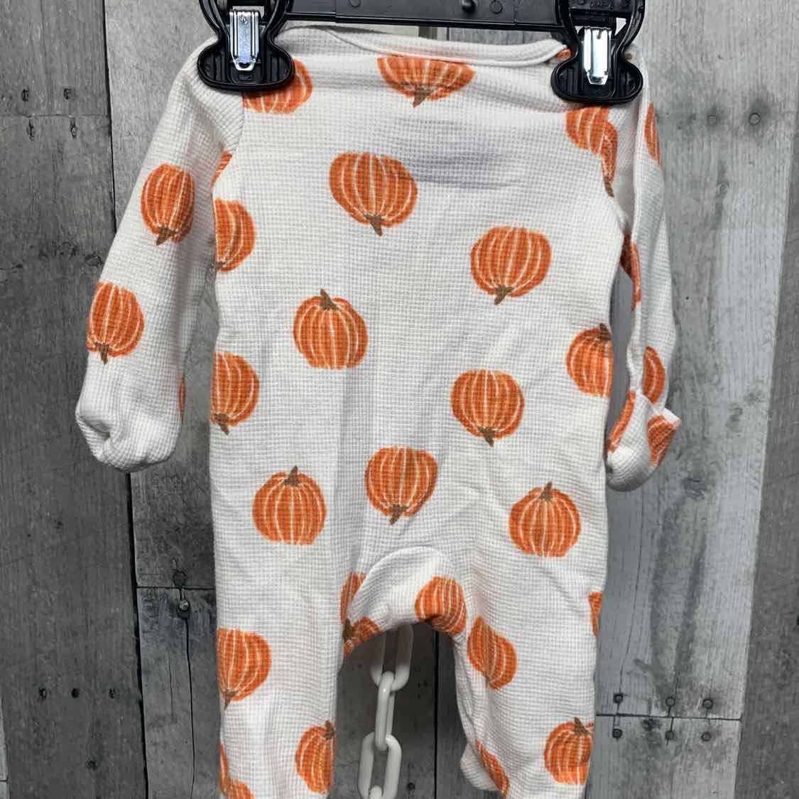Size Newborn White/Orange Child of Mine Footy PJs