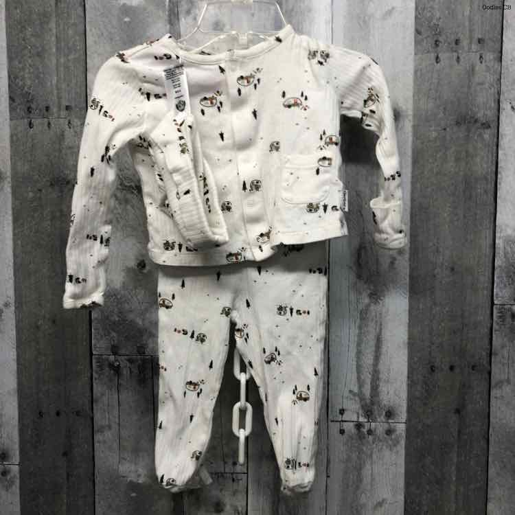 Size 3-6 Months White Print Gerber Shirt/Pants