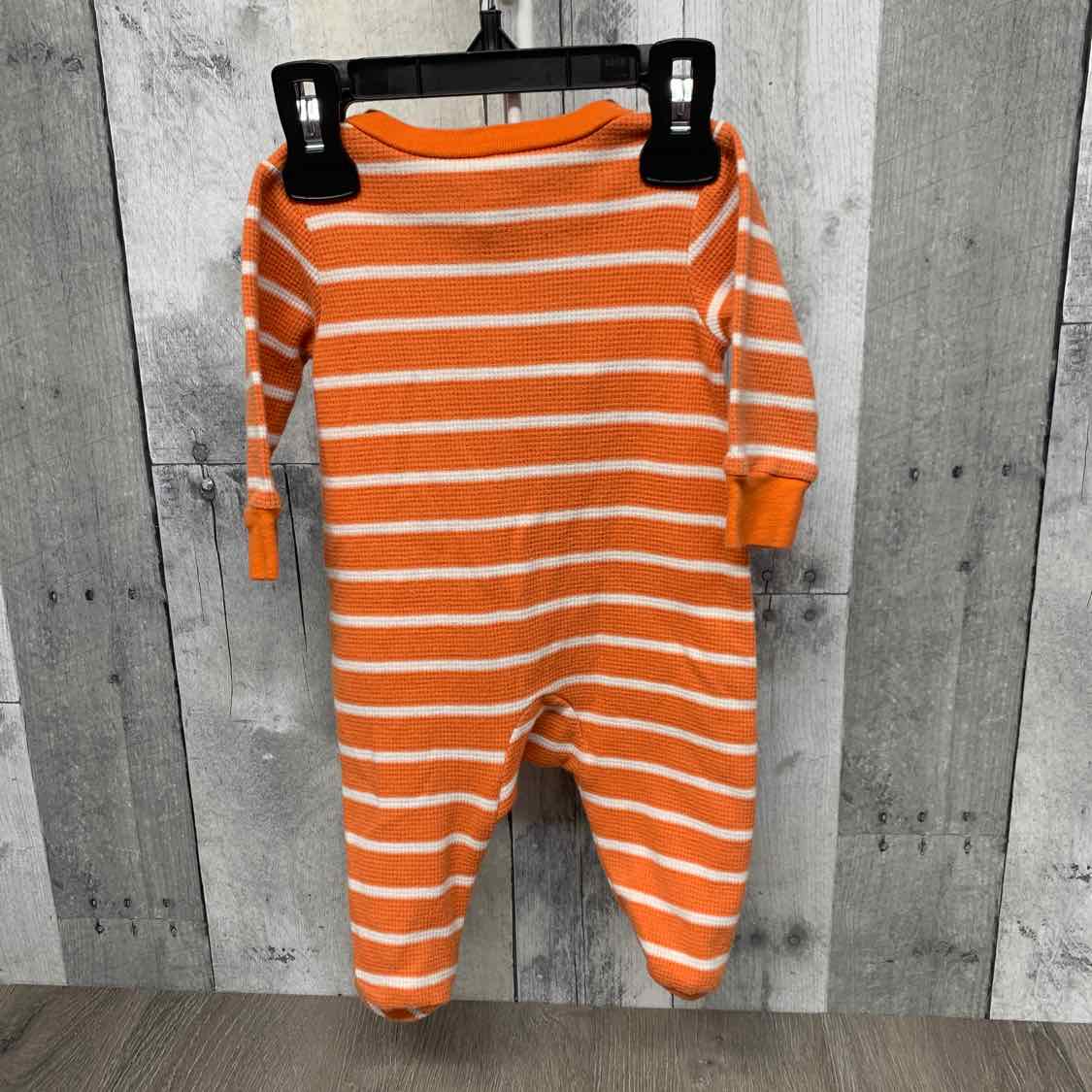 Size 3 Months Orange Striped Just One You Footy PJs