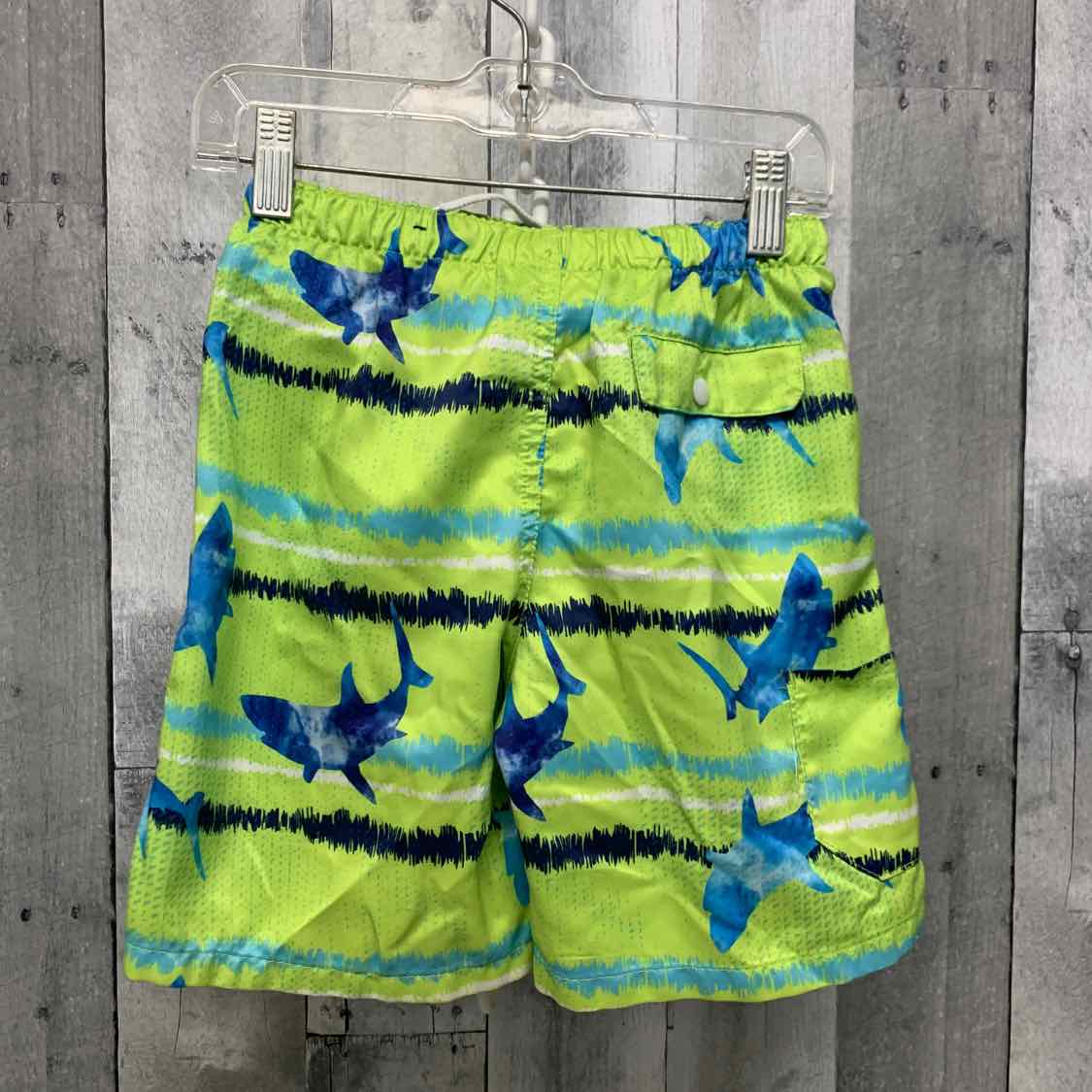 Size 6/7 Green/Blue Reel Legends Swim Trunks - OodlesCB