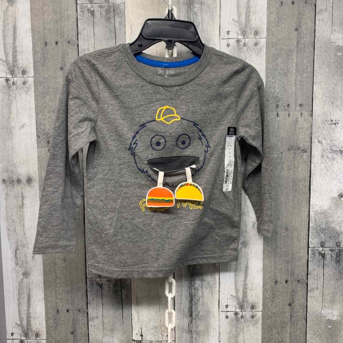 Size 5T Gray Graphic Okie Dokie Long Sleeve Shirt