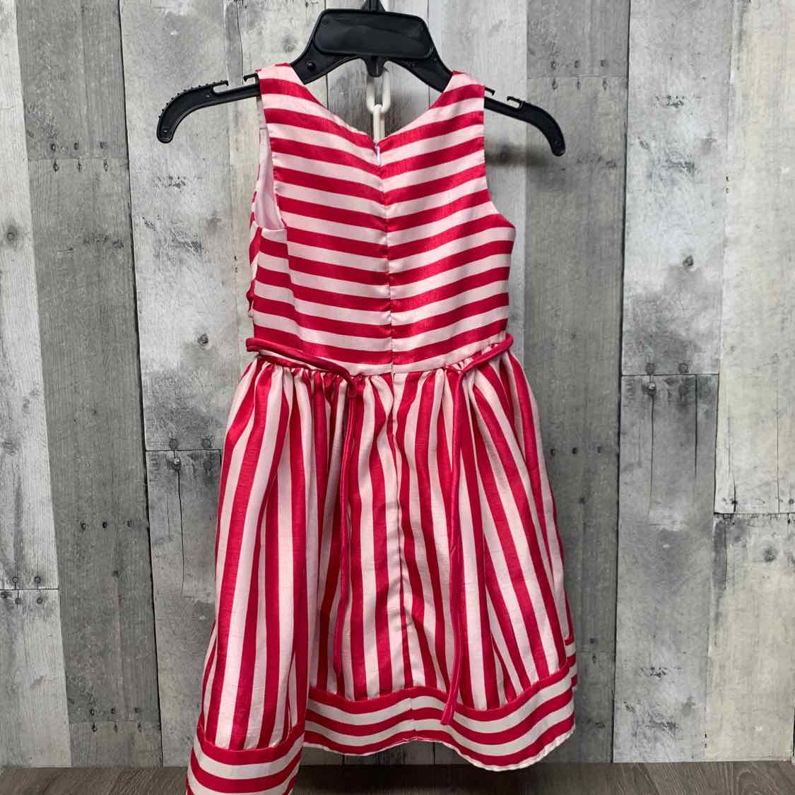 Size 6/6X Pink Striped Sweet Heart Rose Dress