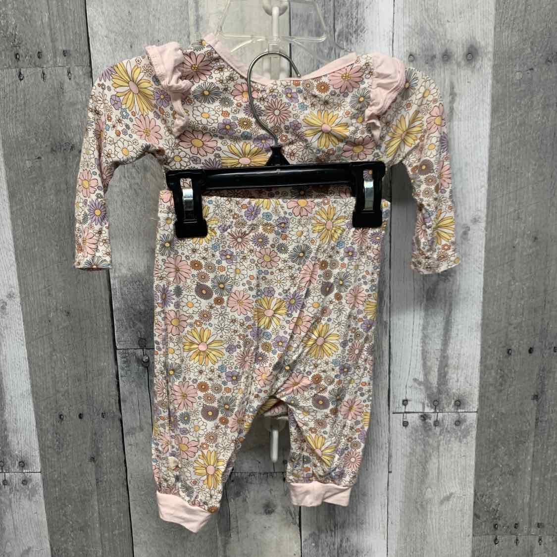 Size 3-6 Months White/Pink Bamboo Shirt/Leggings