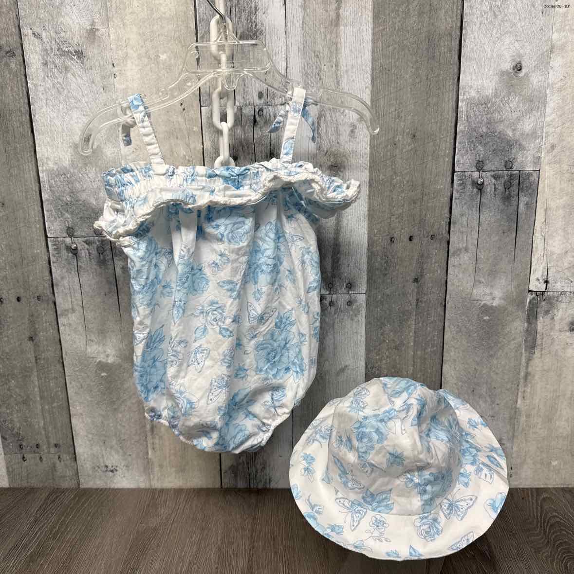 Size 6-9 Months Blue/White Bonnie Jean/Baby Romper