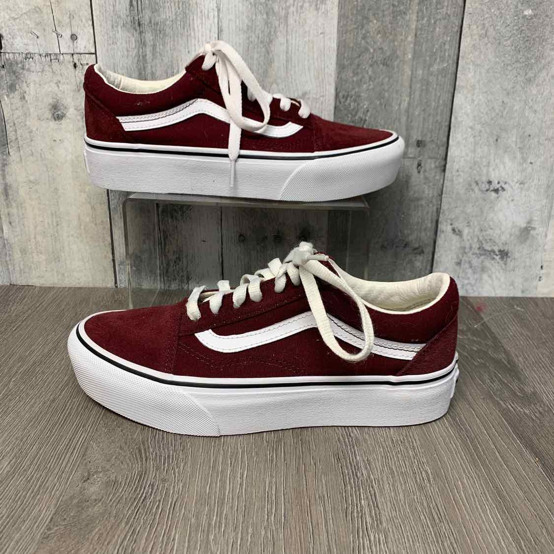 Size 7 Burgundy Vans Sneakers