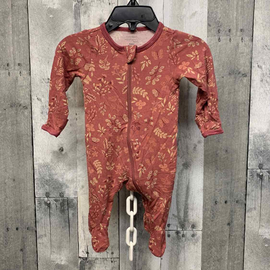 Size Newborn Pink Print Modern Moments by Gerber Footy PJs