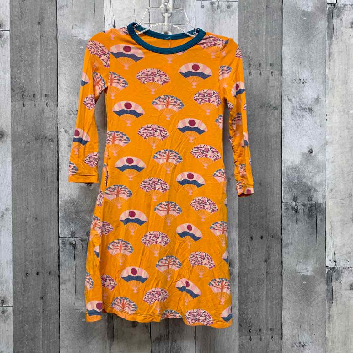 Size 2T Orange/Blue Bamboo LS Dress