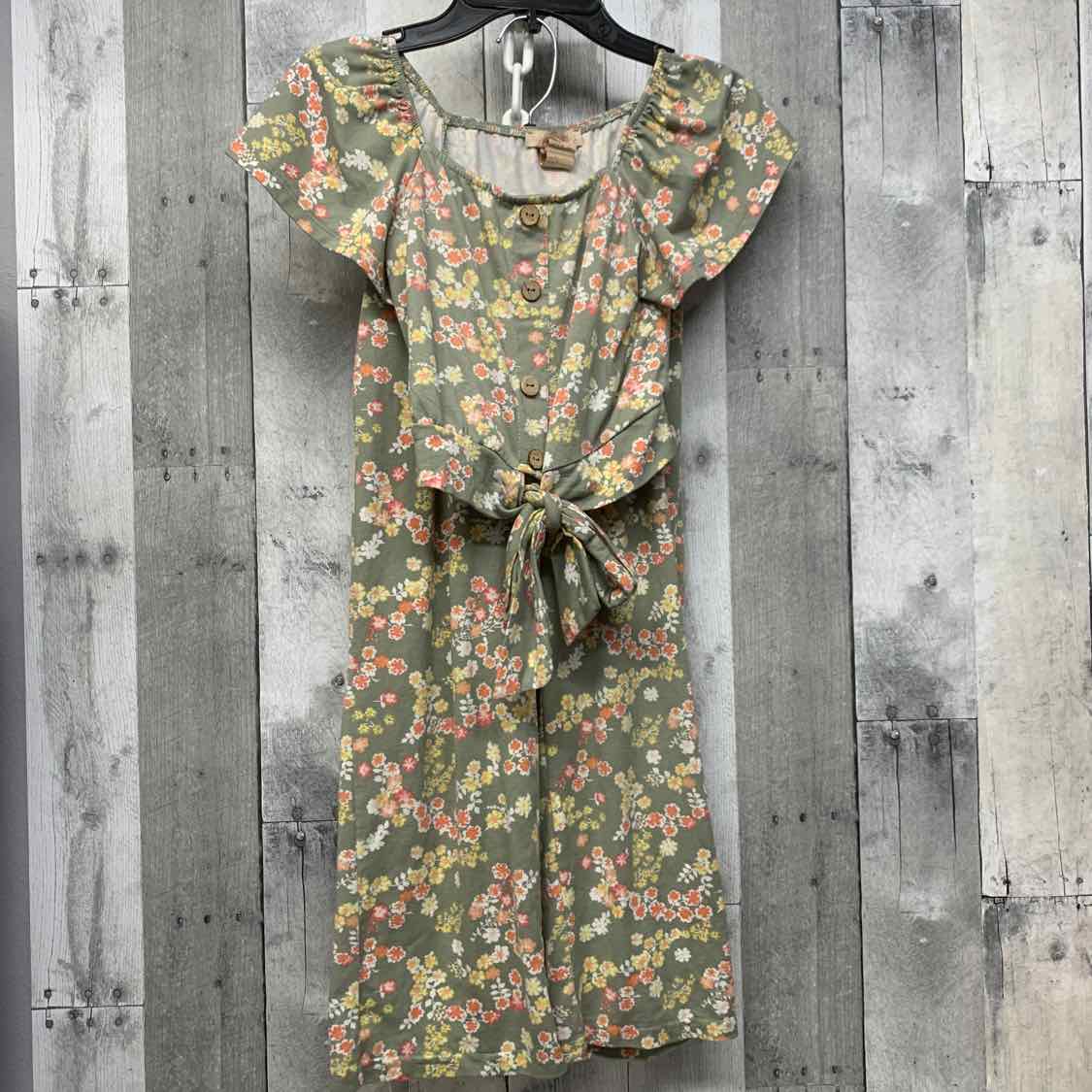Size 6 Green Floral Print Mid Brand Shirt/Pants