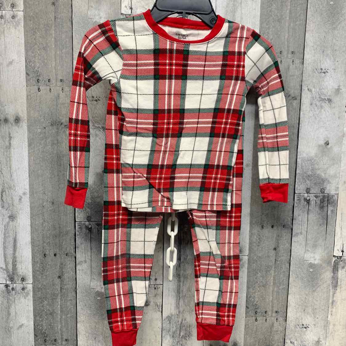 Size 5T Red Plaid Carter's 2pc PJs