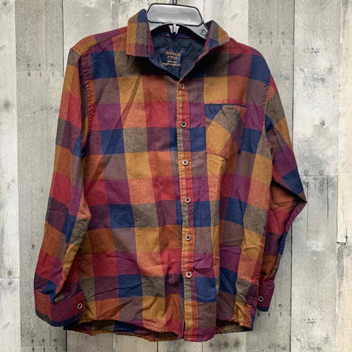 Size 14 Burgundy Plaid Mid Brand LS Button Up