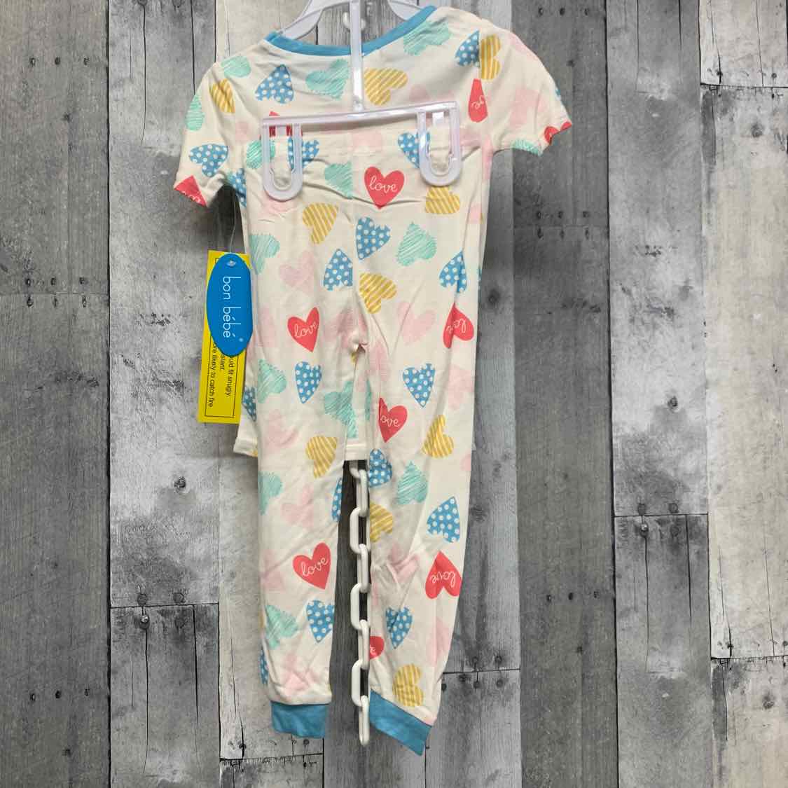 Size 3T White/Blue Bon Bebe 2pc PJs - OodlesCB