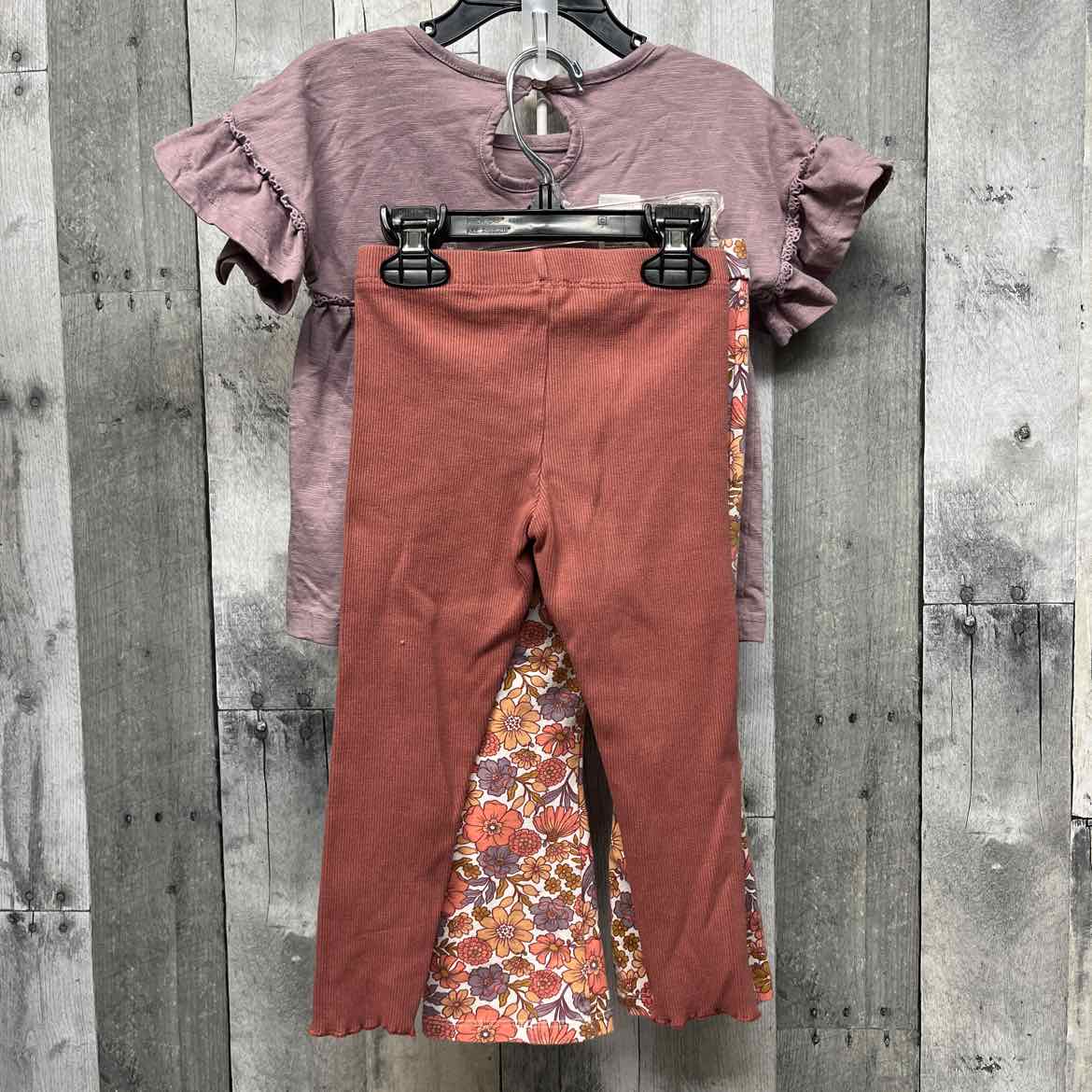 Size 3T Purple Floral Print B Brand Shirt/Leggings
