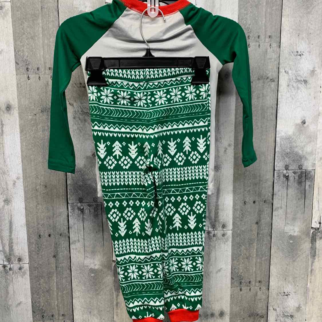 Size 4T Green/White B Brand 2pc PJs