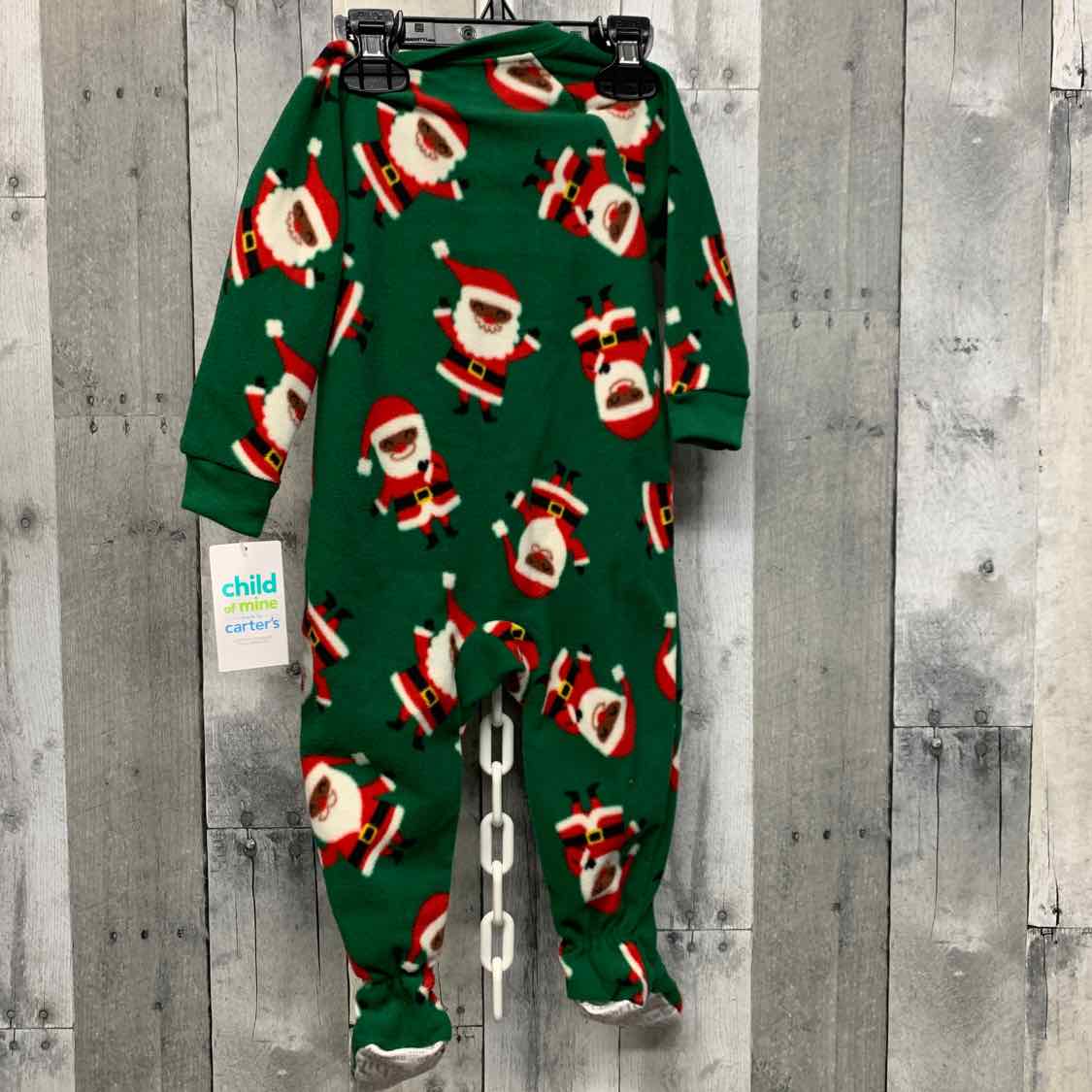 Size 12 Months Green Print Child of Mine Footy PJs