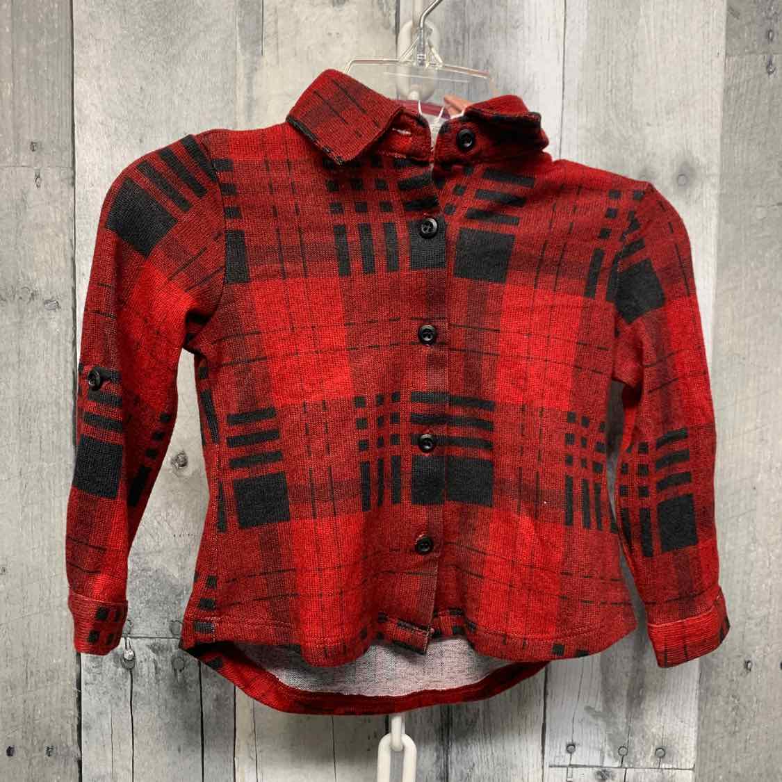 Size 9-12 Months Red Plaid Bailey's Blossoms LS Button Up
