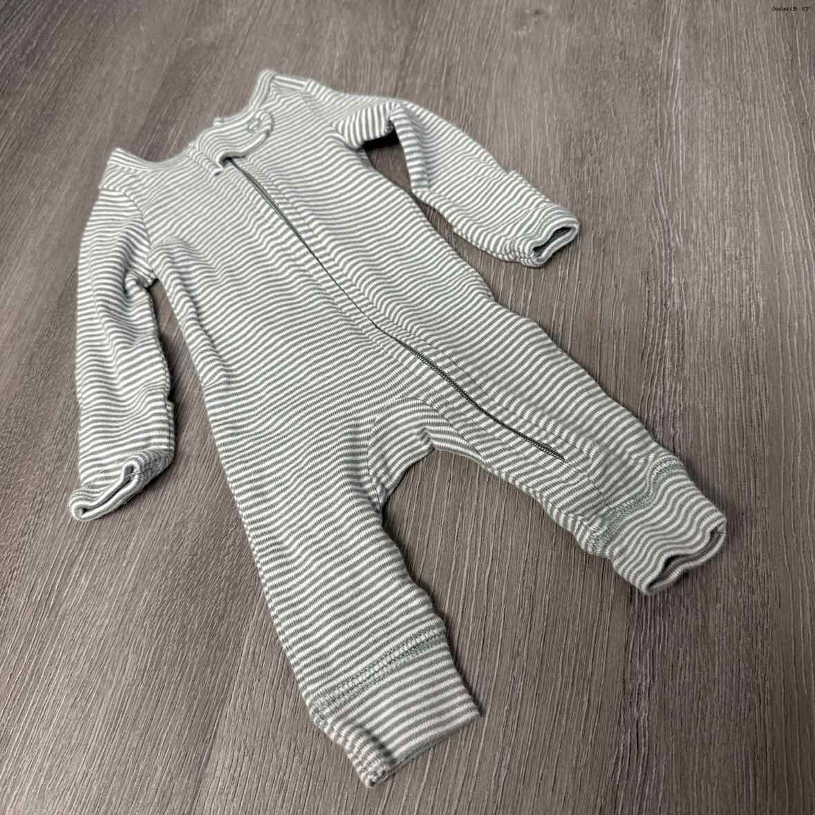 Size Preemie Green Striped Carter's Footy PJs