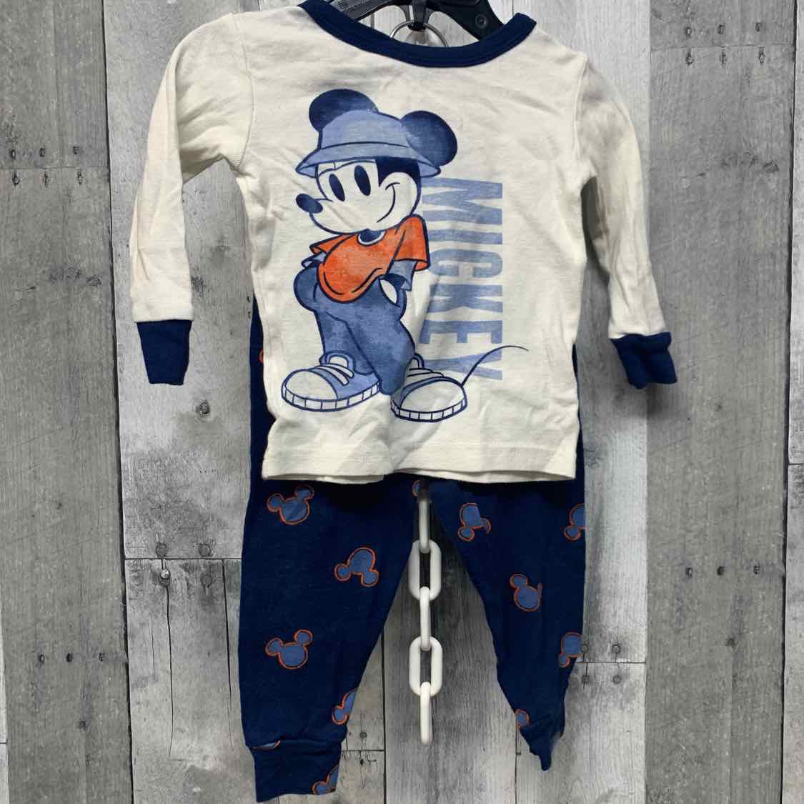 Size 18 Months White/Blue Disney 2pc PJs