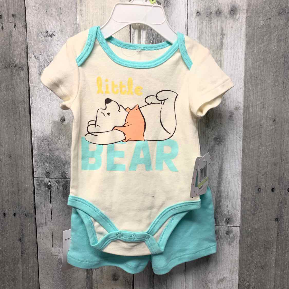 Size 0-3 Months Ivory/Blue Disney Shirt/Shorts