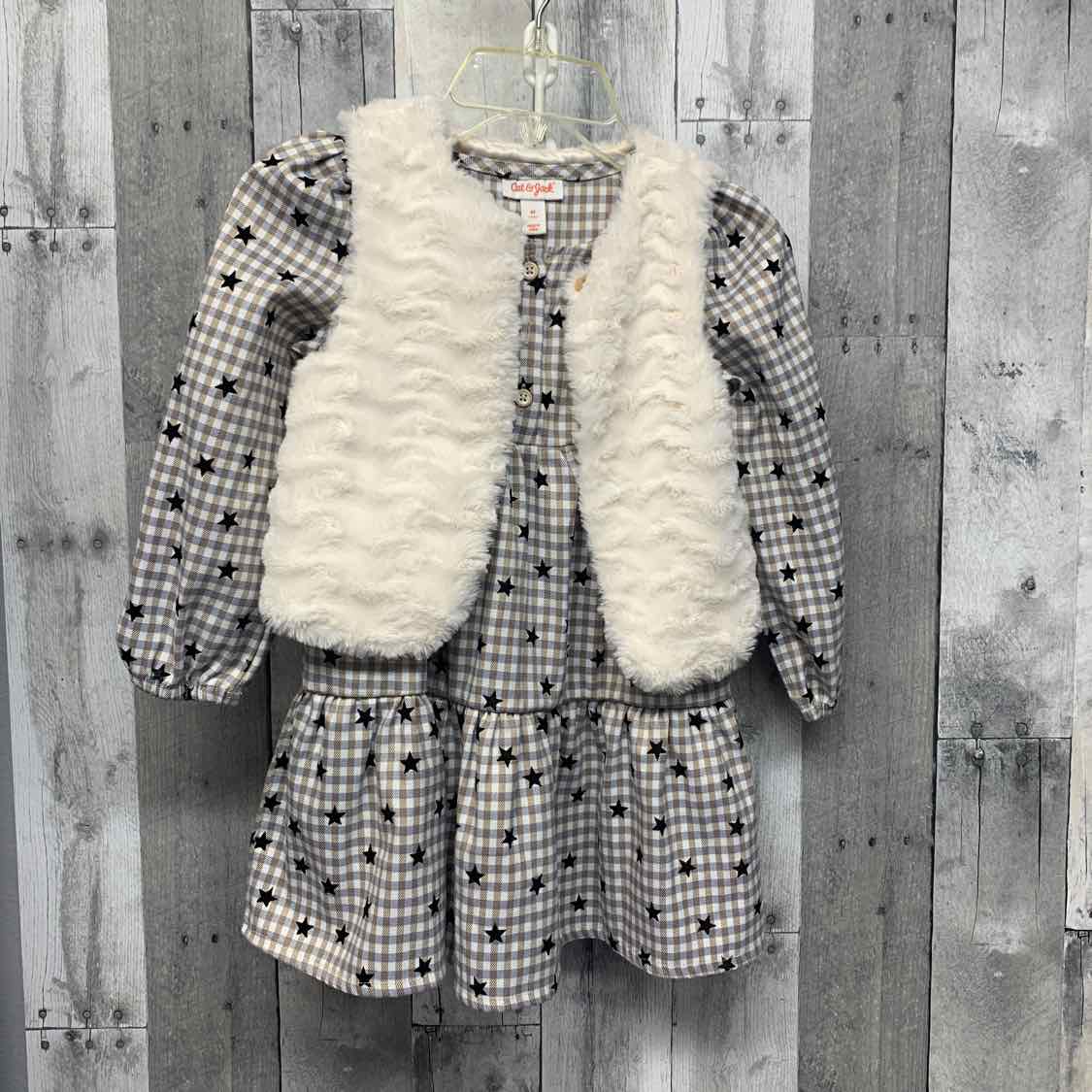 Size 4T Black/White Cat & Jack LS Dress