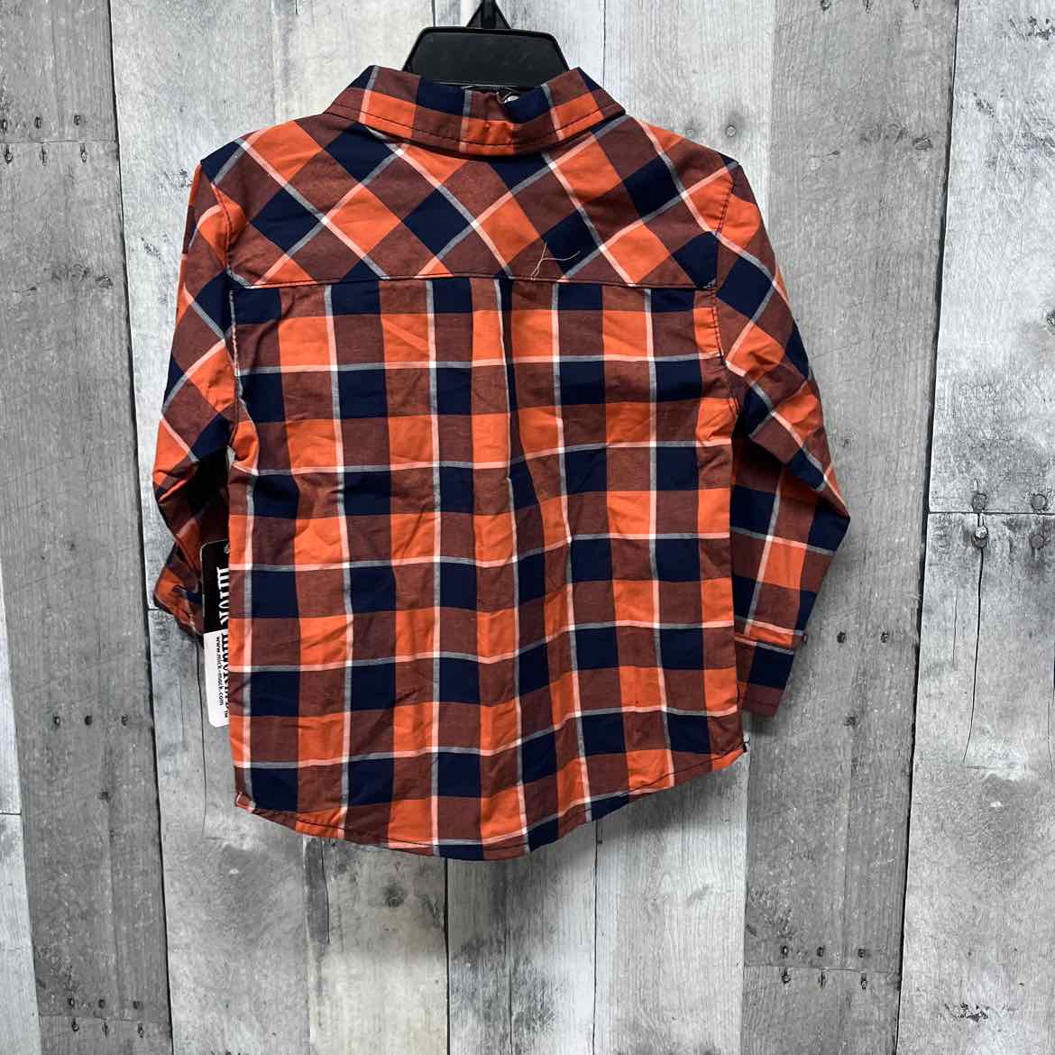 Size 2T Orange/Navy MickMack LS Button Up