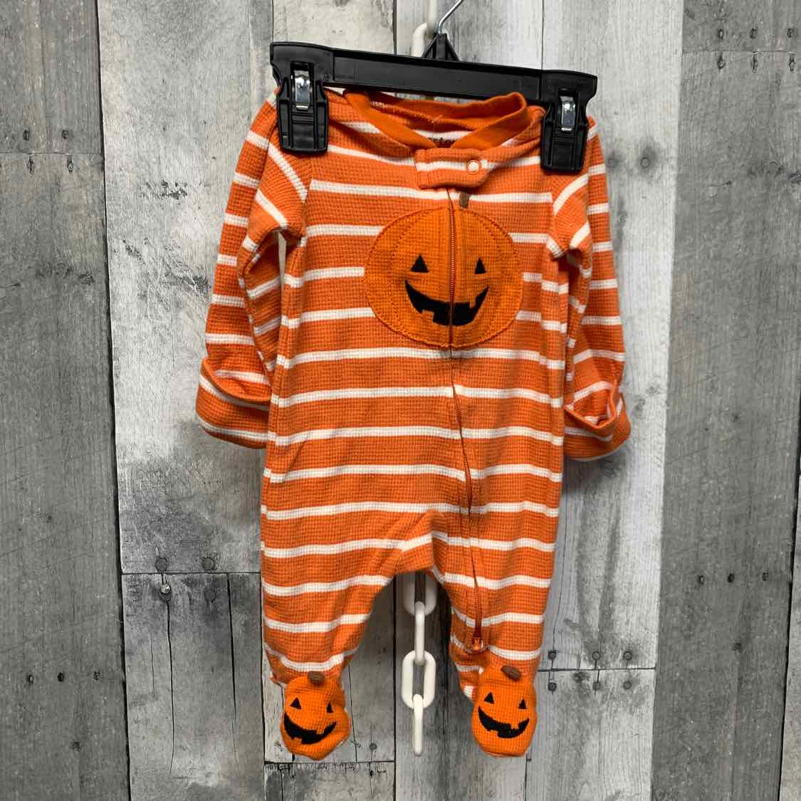 Size Newborn Orange Striped Just One You Footy PJs