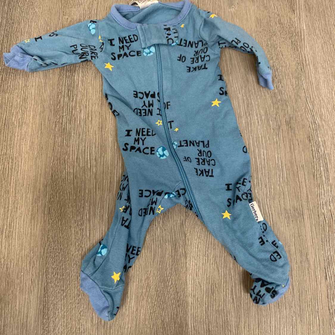 Size Preemie Blue Print Gerber Footy PJs