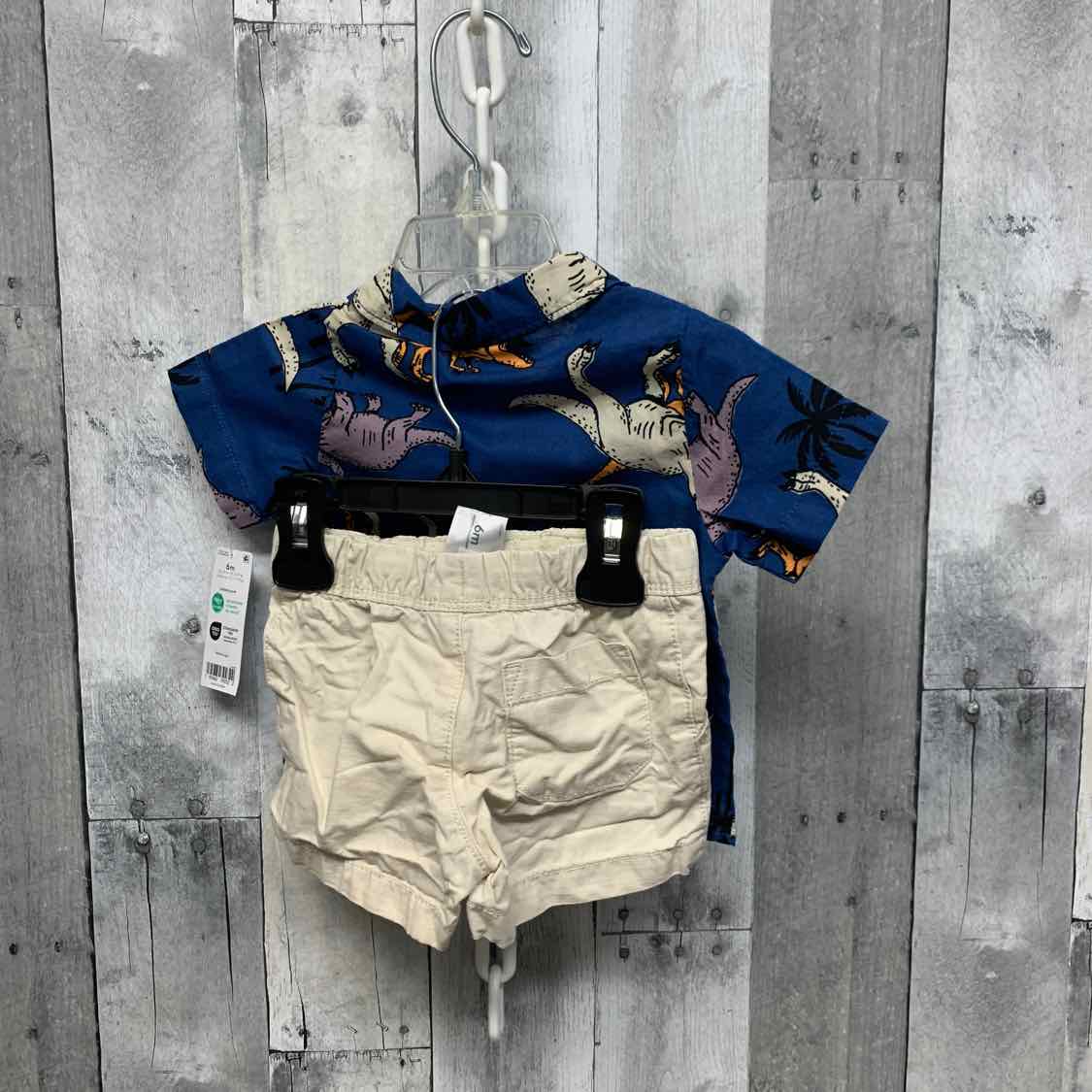 Size 6 Months Navy/Tan Carter's Shirt/Shorts