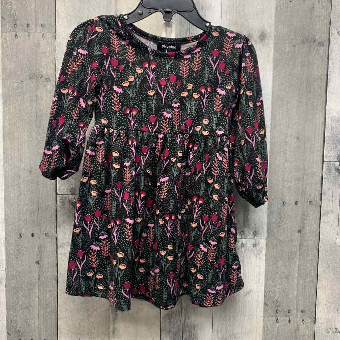 Size 18 Months Black Floral Print Picapino LS Dress
