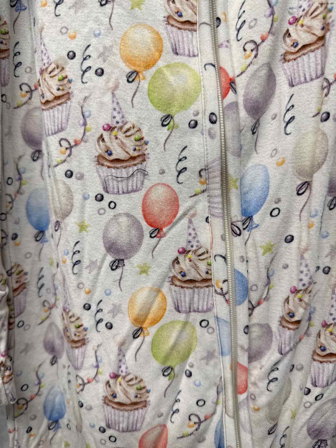 Size 2T White Print Bamboo Footy PJs