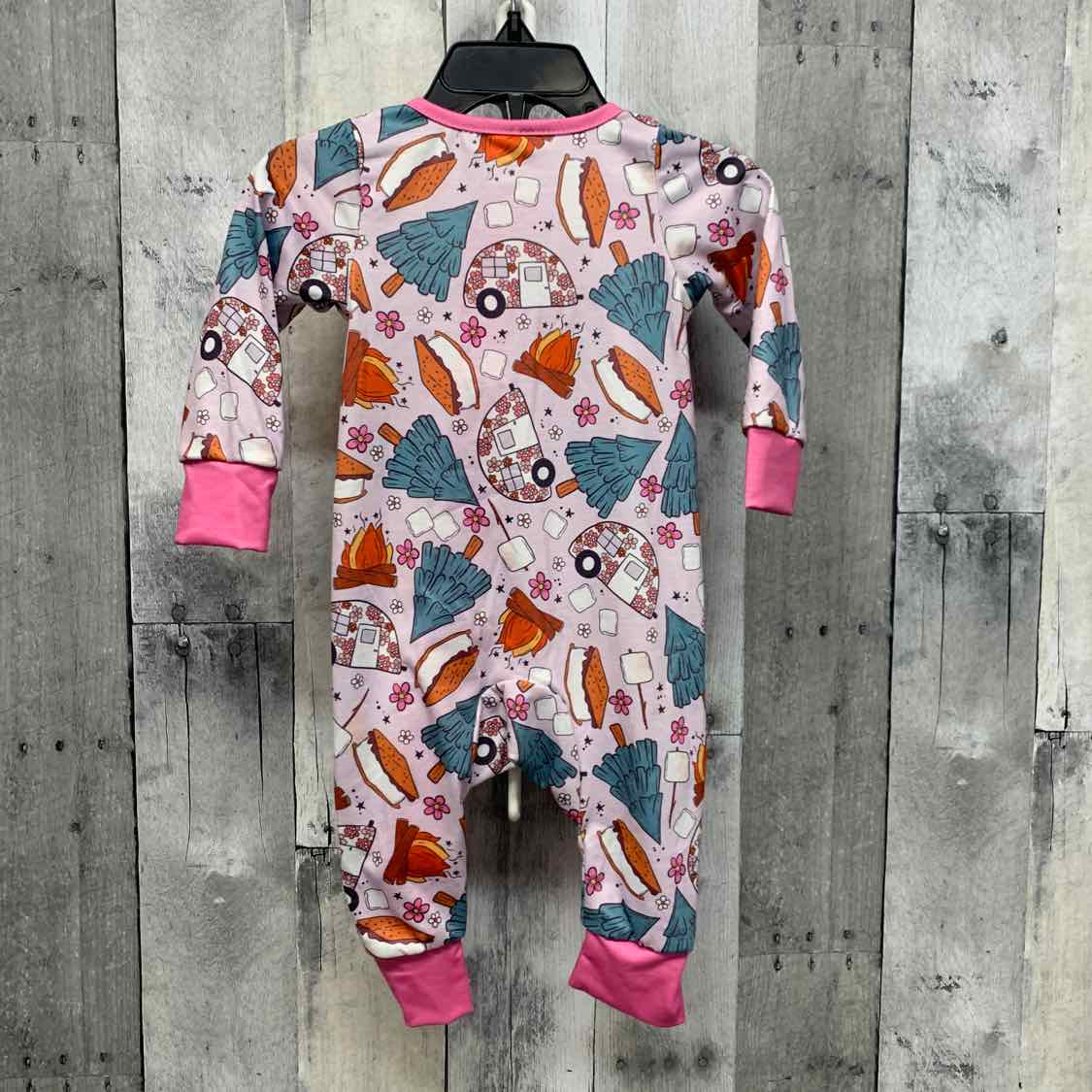 Size 3-6 Months Pink Print Bamboo Footy PJs